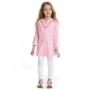 Vineyard Vines Girl’s Pink Seersucker Trimmed Tunic. Size: M (8-10). Pink.